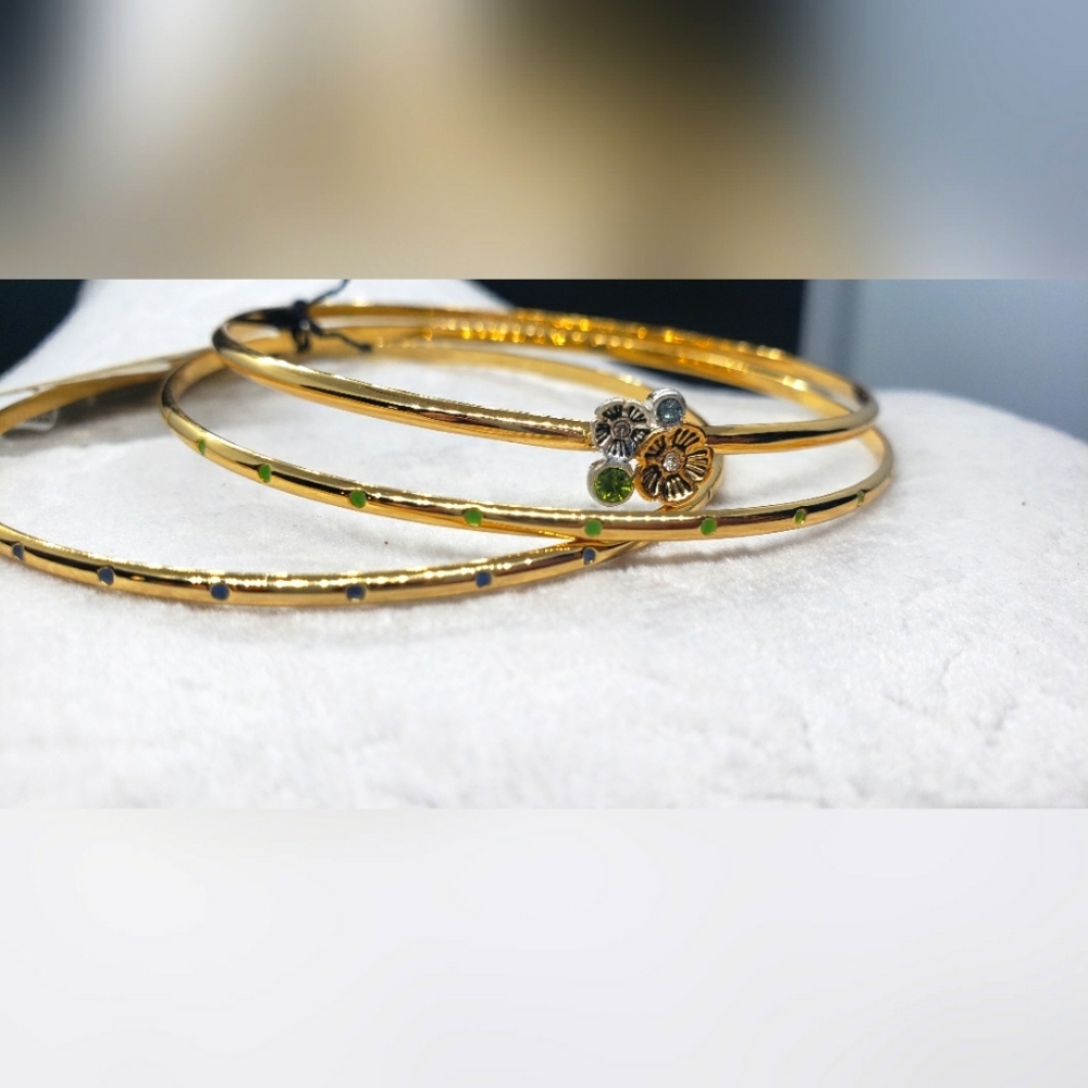 Coach bracelet Bangle Set (3) green/blue crystals - Picture 3 of 8